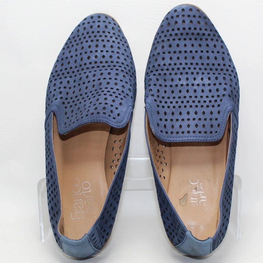Franco Sarto Faryn Blue Laser Cut Perforated Slip On Loafers Flats Mens 8M‎